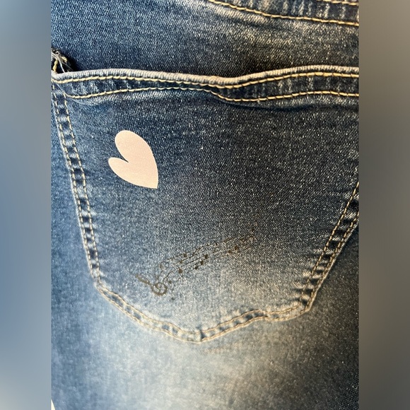 Women's Blue Jeans with Red Heart Accents - Picture 4 of 10